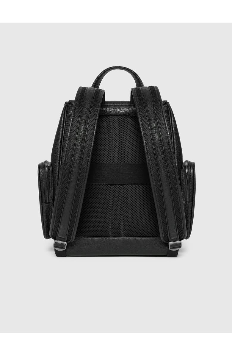 Manière De Voir Maloe Pebbled Leather Eiffel Clasp Backpack, Alternate, color, Black