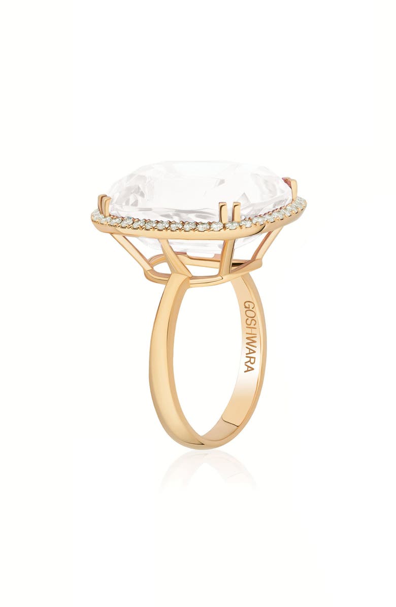 GOSHWARA Gossip Cushion Cut Blue Topaz & Diamond Cocktail Ring, Alternate, color, 
