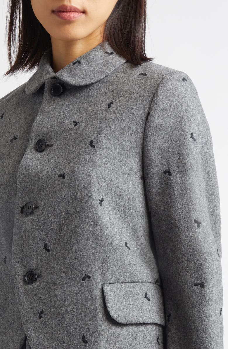 Comme des Garçons Girl Embroidered Wool Blend Flannel Jacket, Alternate, color, Black/ Gray