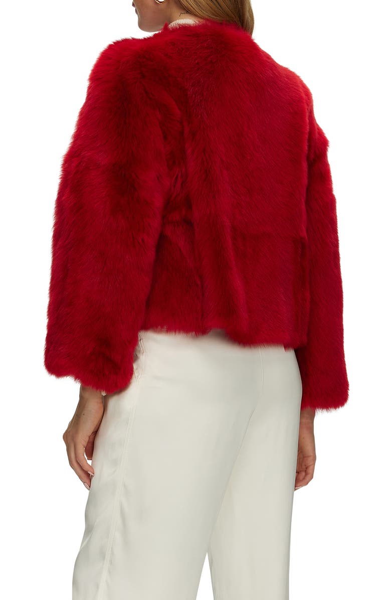 GORSKI Collarless Genuine Shearling Short Jacket, Reversible, Alternate, color, Red