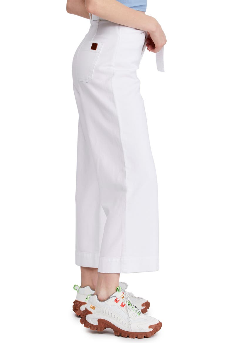 Belted Flood Jeans, Alternate, color, WHITE
