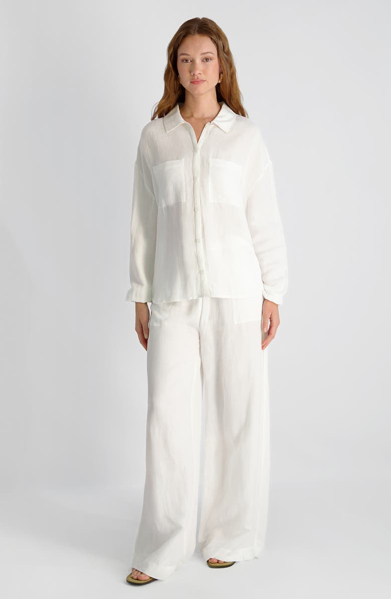 French Connection Cooper Blouson Sleeve Button-Up Shirt, Alternate, color, Summer White