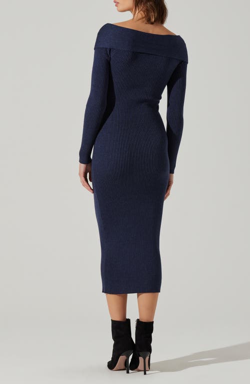 Astr The Label Annona Long Sleeve Sweater Dress In Blue