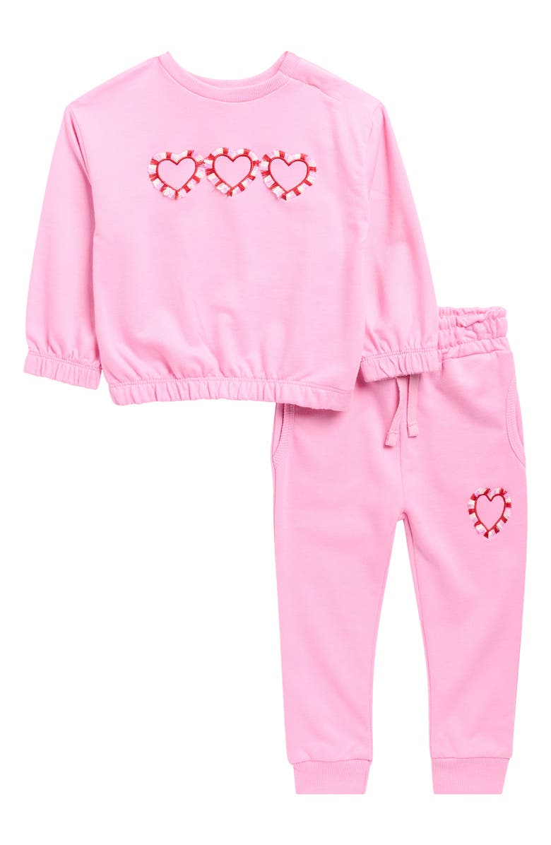 Jessica Simpson French Terry Top & Joggers, Main, color, Medium Pink