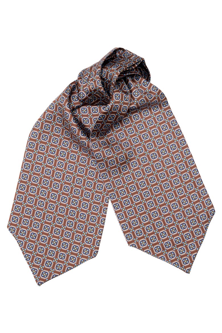 Barberini - Silk Ascot Cravat Tie for Men, Main, color, Chocolate