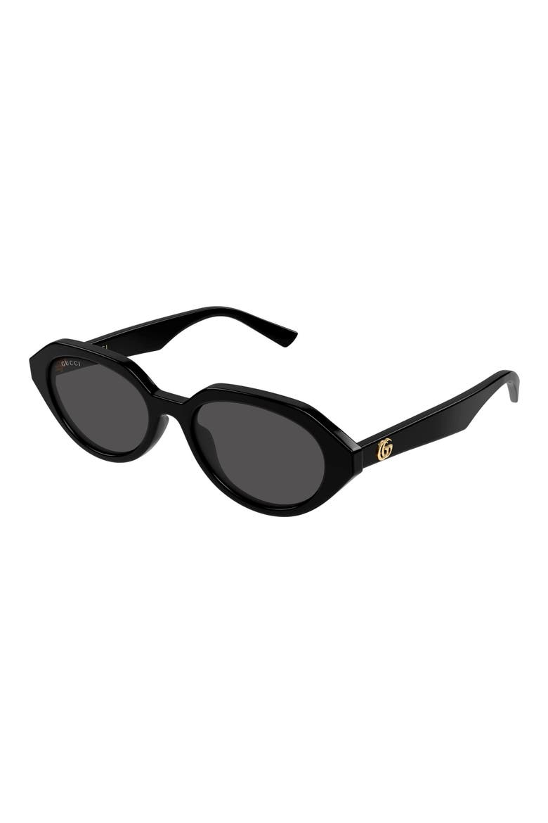 53mm Geometric Sunglasses, Alternate, color, BLACK
