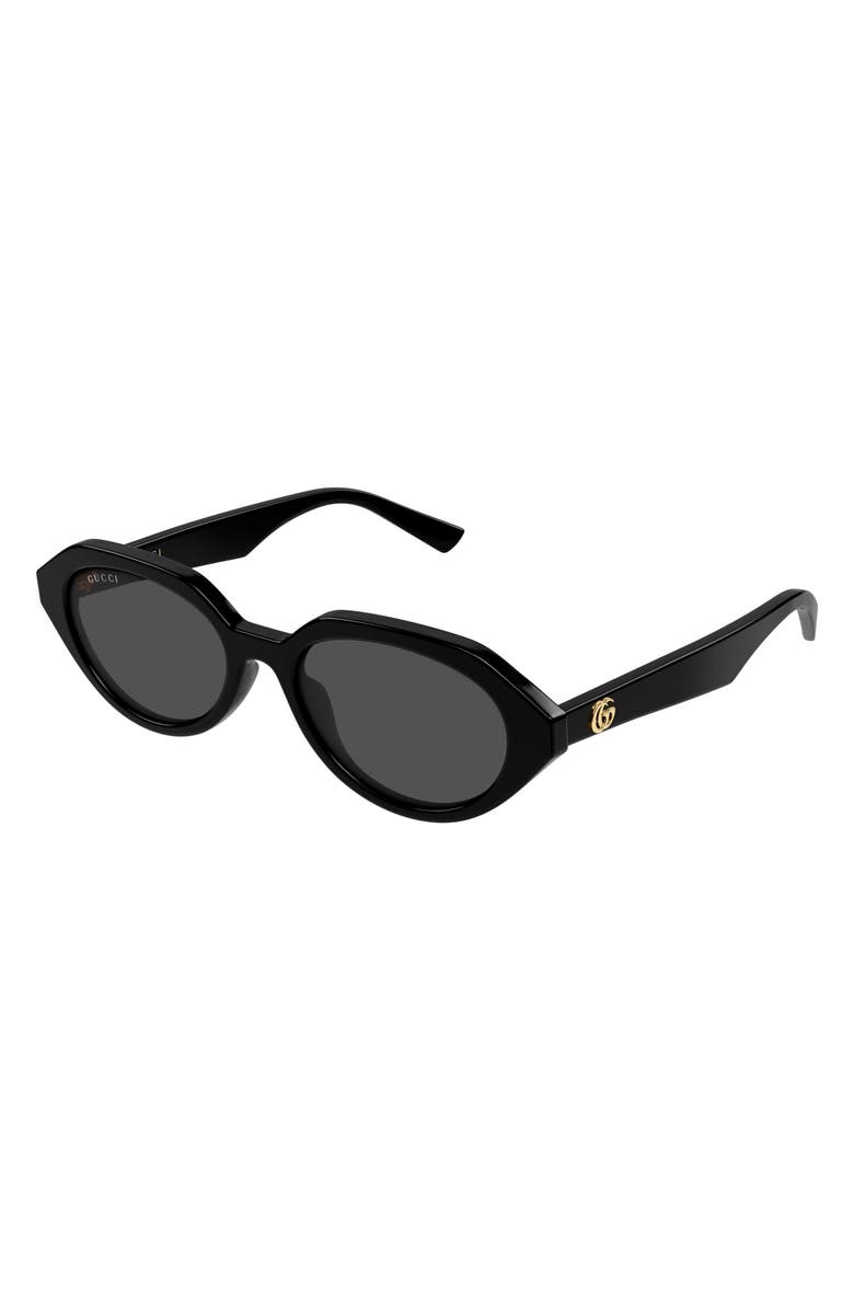 Gucci 53mm Geometric Sunglasses, Alternate, color, Black
