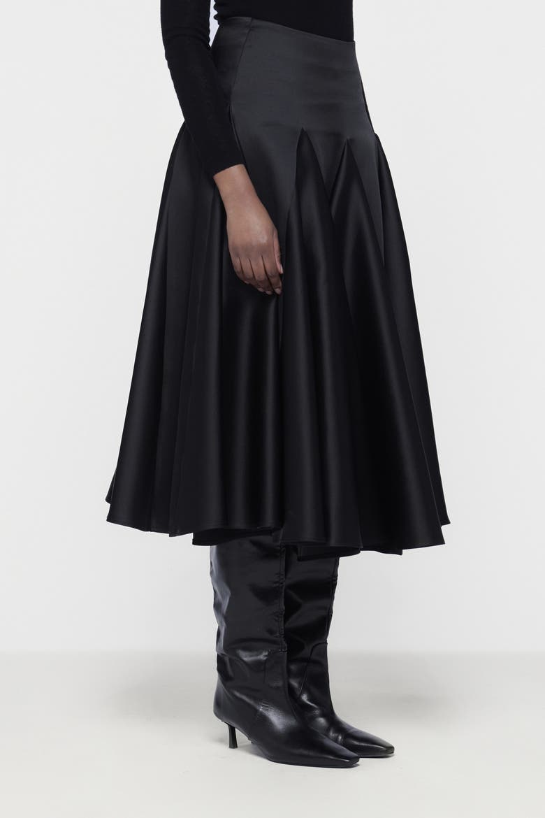 Flared Godet Skirt, Alternate, color, Black