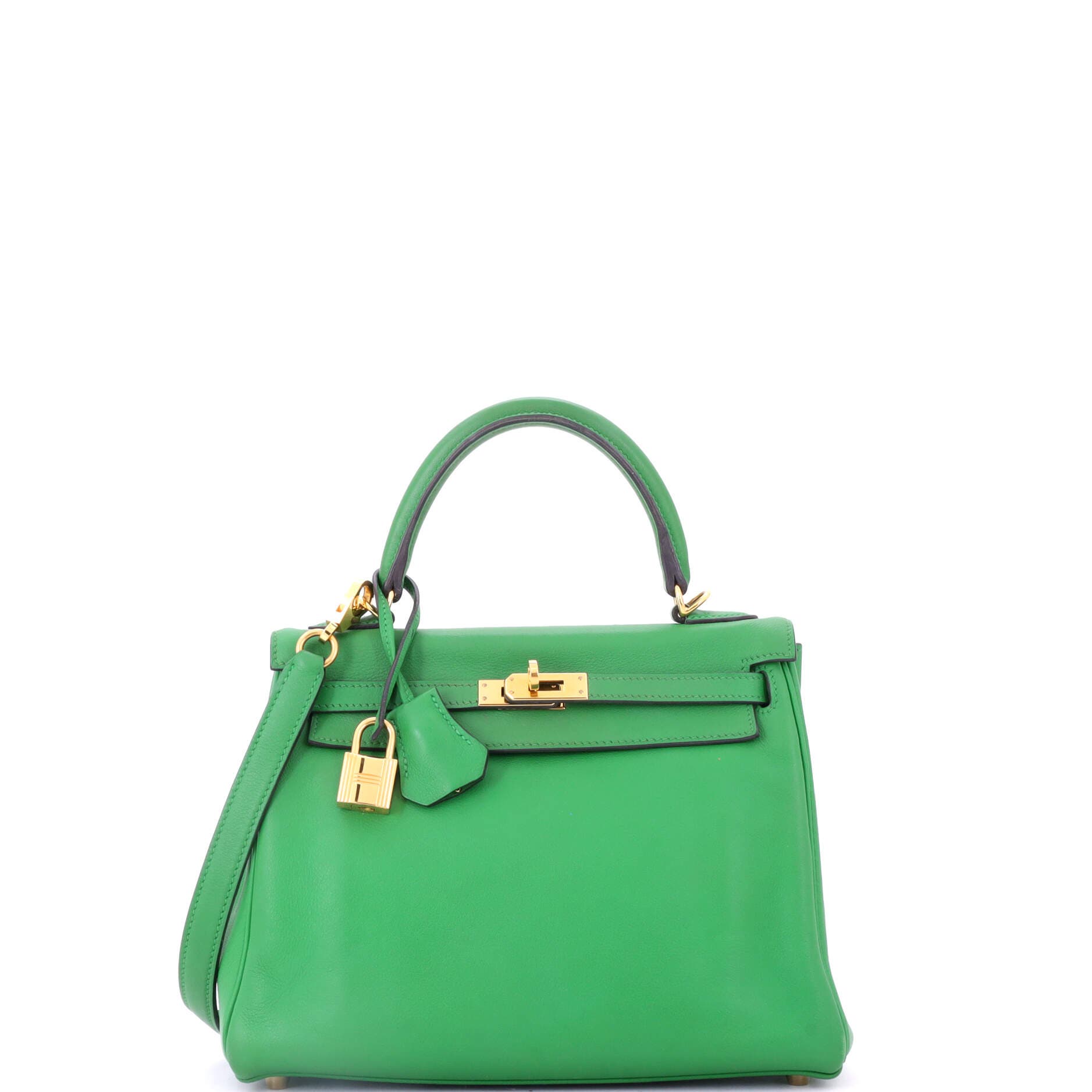 Kelly Handbag Green Swift with Gold Hardware 25, Main, color, Green