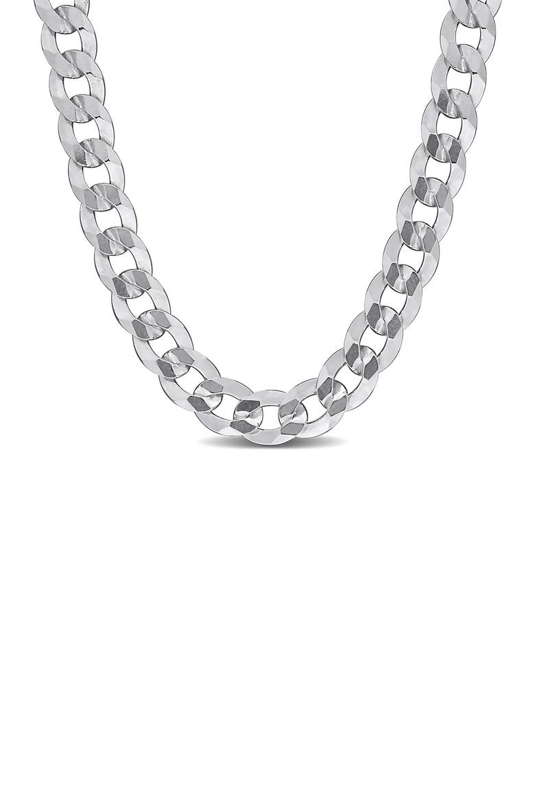 Flat Curb Link Chain Necklace, 5.3mm, Main, color, SILVER