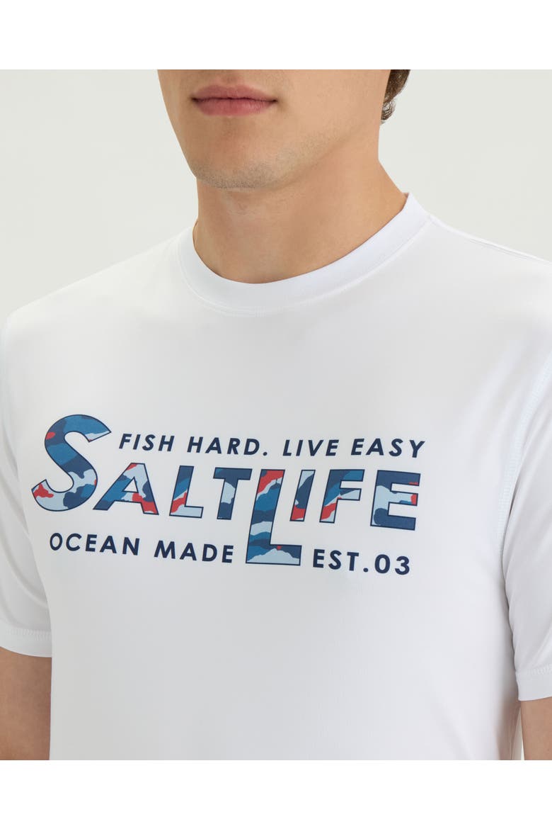 Fish Hard Live Easy  Performance Short Sleeve Tee, Alternate, color, WHITE