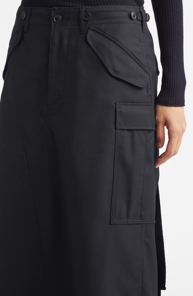 Junya Watanabe Wool Blend Serge Maxi Skirt, Alternate, color, Black