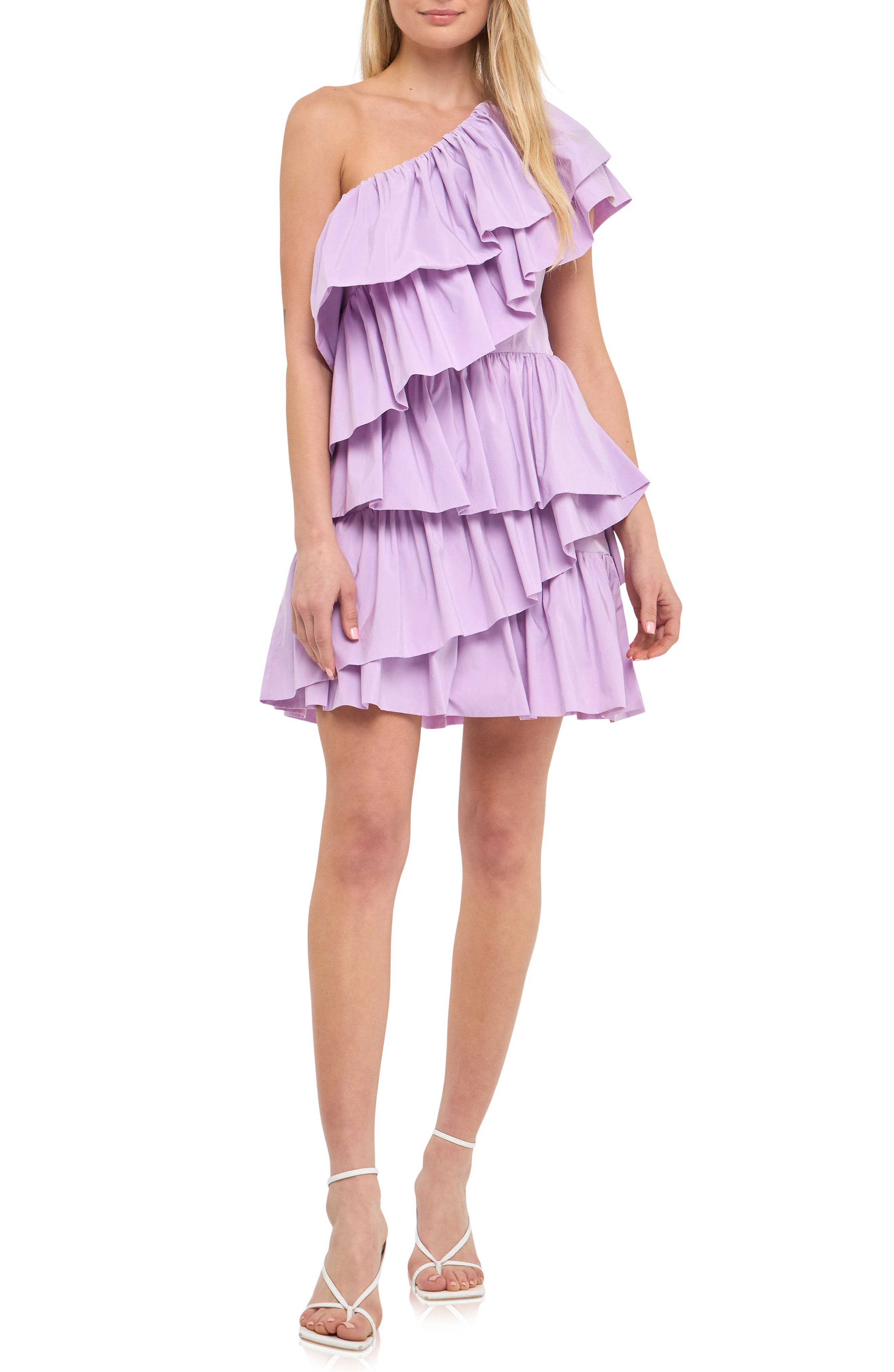 Endless Rose One-Shoulder Ruffle Minidress