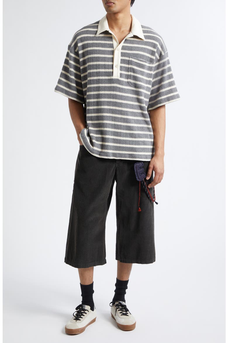 Gym Stripe Bouclé Polo, Alternate, color, GREY