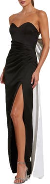 Mac Duggal Sweetheart Neckline Oversized Bow Satin Strapless Bustier Gown