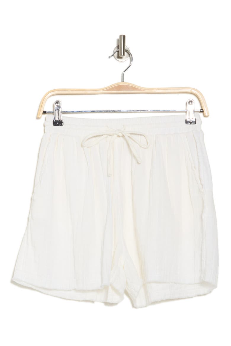 Raw Hem Cotton Cover-Up Shorts, Alternate, color, WHITE