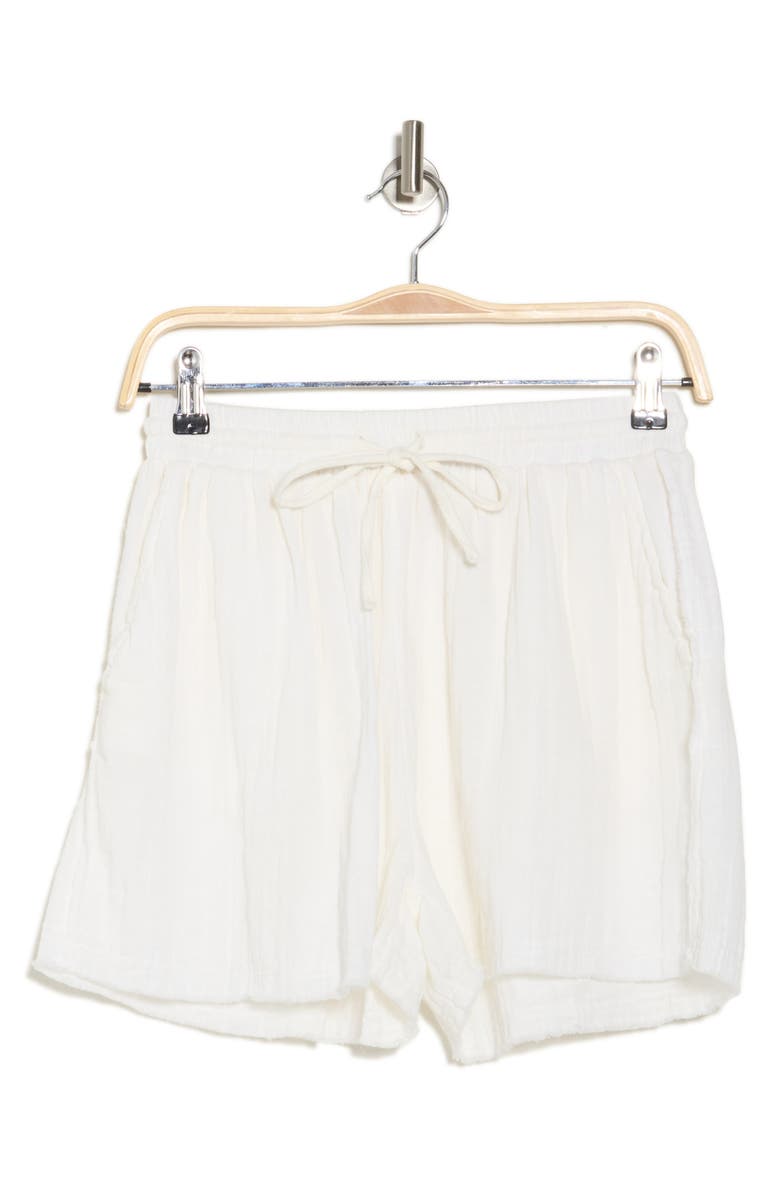 Elan Raw Hem Cotton Cover-Up Shorts, Alternate, color, White