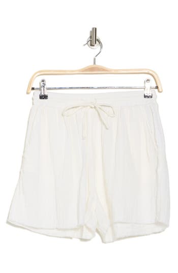 Elan Drawstring Waist Cover-up Shorts In White