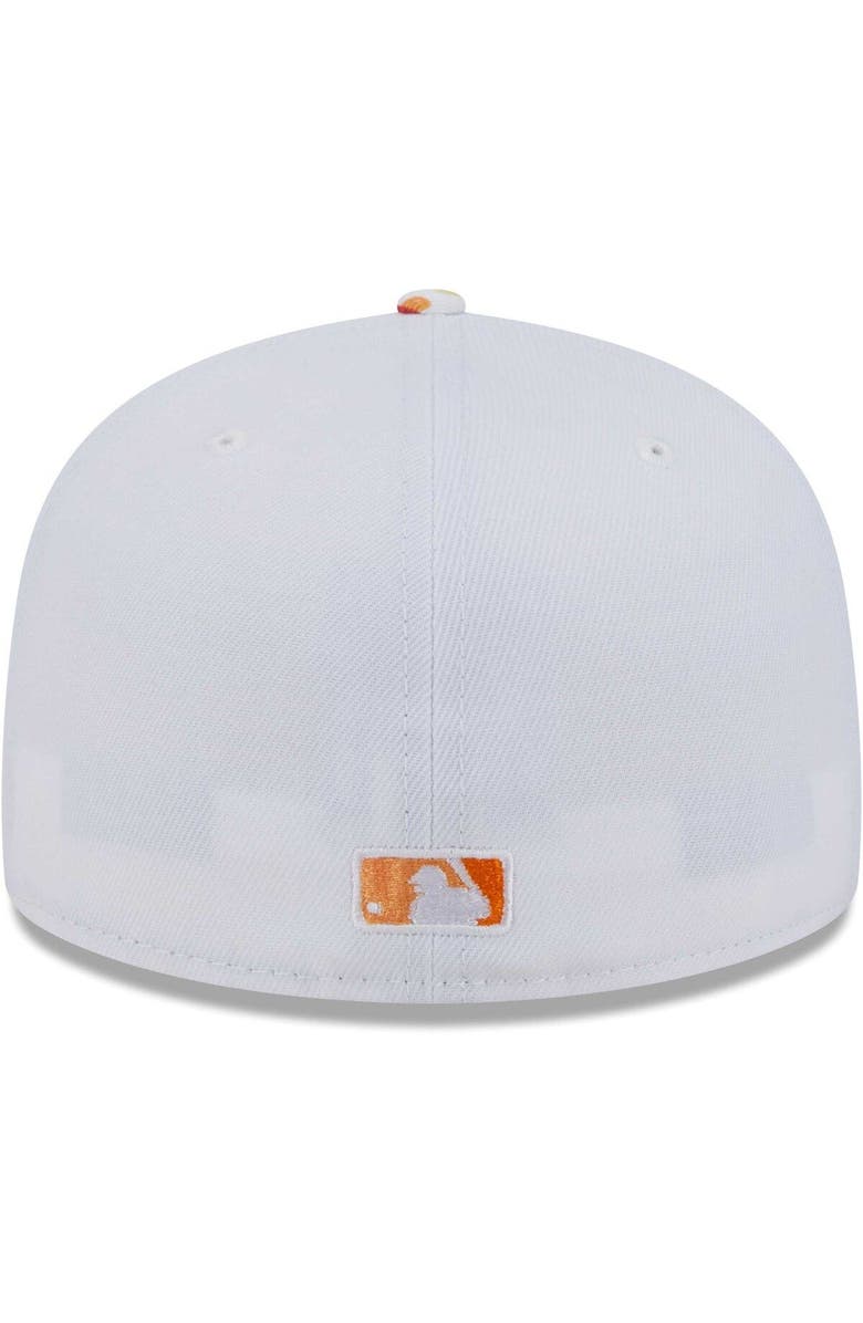 New Era Men's New Era White/Orange Los Angeles Dodgers Flamingo 59FIFTY Fitted Hat, Alternate, color, 