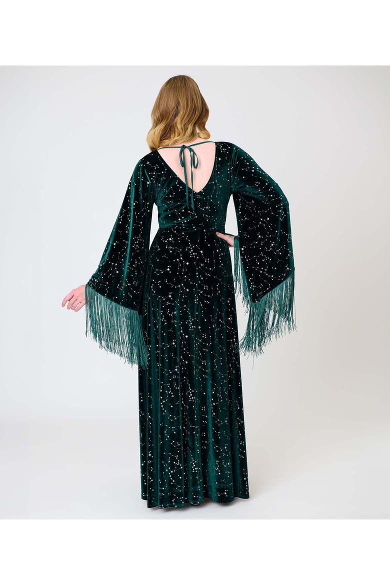 Stevie Maxi Dress, Alternate, color, Green w/ Stars Ruched