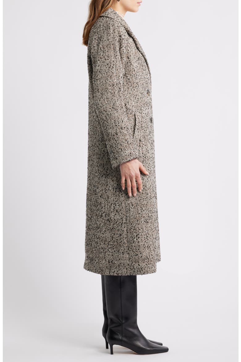 Herringbone Tweed Coat, Alternate, color, BROWN- BLACK TWEED