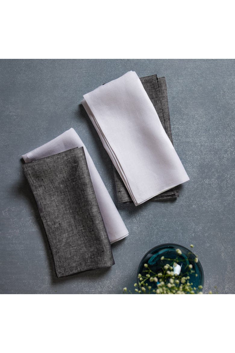 Linen Dinner Napkins Set of 4, 20 x 20" - Athena, Alternate, color, Charcoal Grey