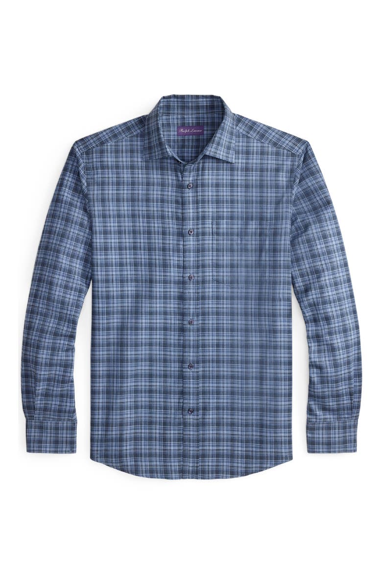 Aston Plaid Brushed Cotton Button-Up Shirt, Alternate, color, VINTAGE INDIGO PLAID
