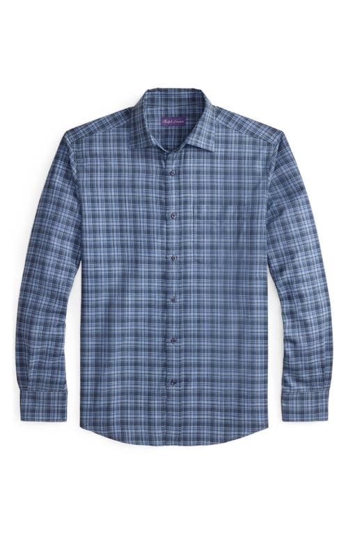 Ralph Lauren Purple Label Aston Plaid Brushed Cotton Button-up Shirt In Blue