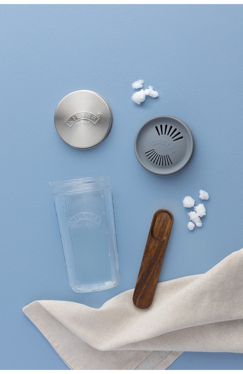Kilner Kefir Set with Wide Mouth Jar, Silicone Strainer Cap, Stainless Steel Lid, 17 Ounce, Alternate, color, Clear