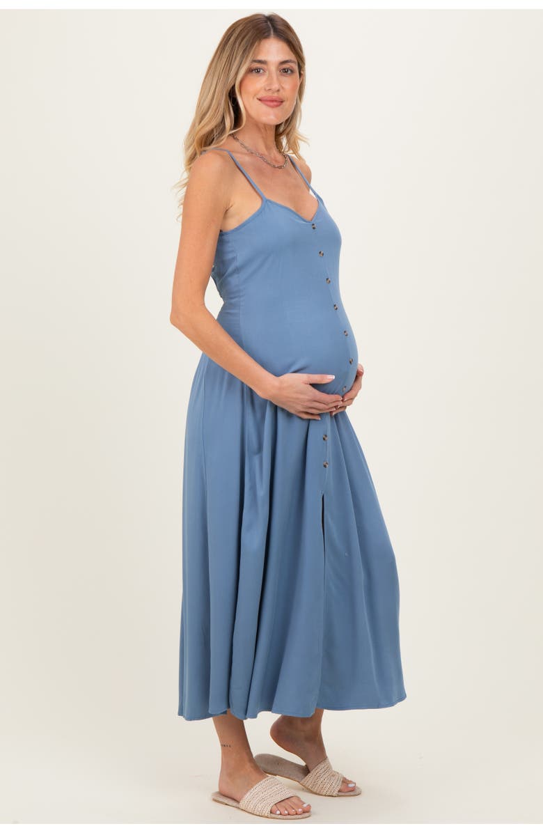 PinkBlush Button Accent Midi Dress, Alternate, color, Blue