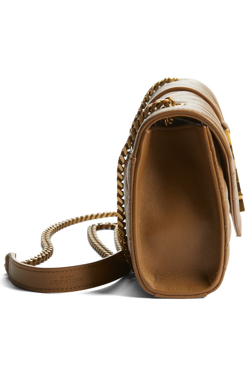 Saint Laurent Small Envelope Chain Strap Leather Shoulder Bag, Alternate, color, Dark Cork