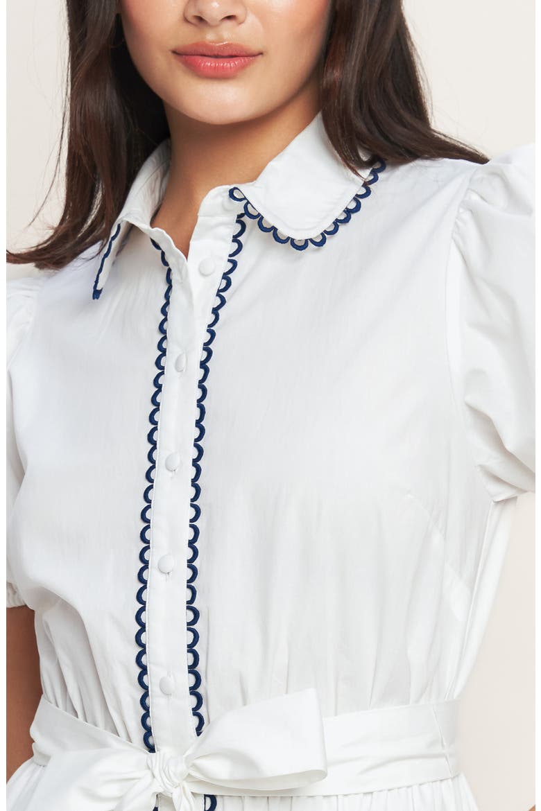 Puff Sleeve Cotton Minidress, Alternate, color, WHITE
