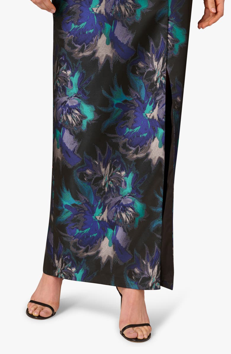 Aidan Mattox Print Belted Jacquard One-Shoulder Gown, Alternate, color,