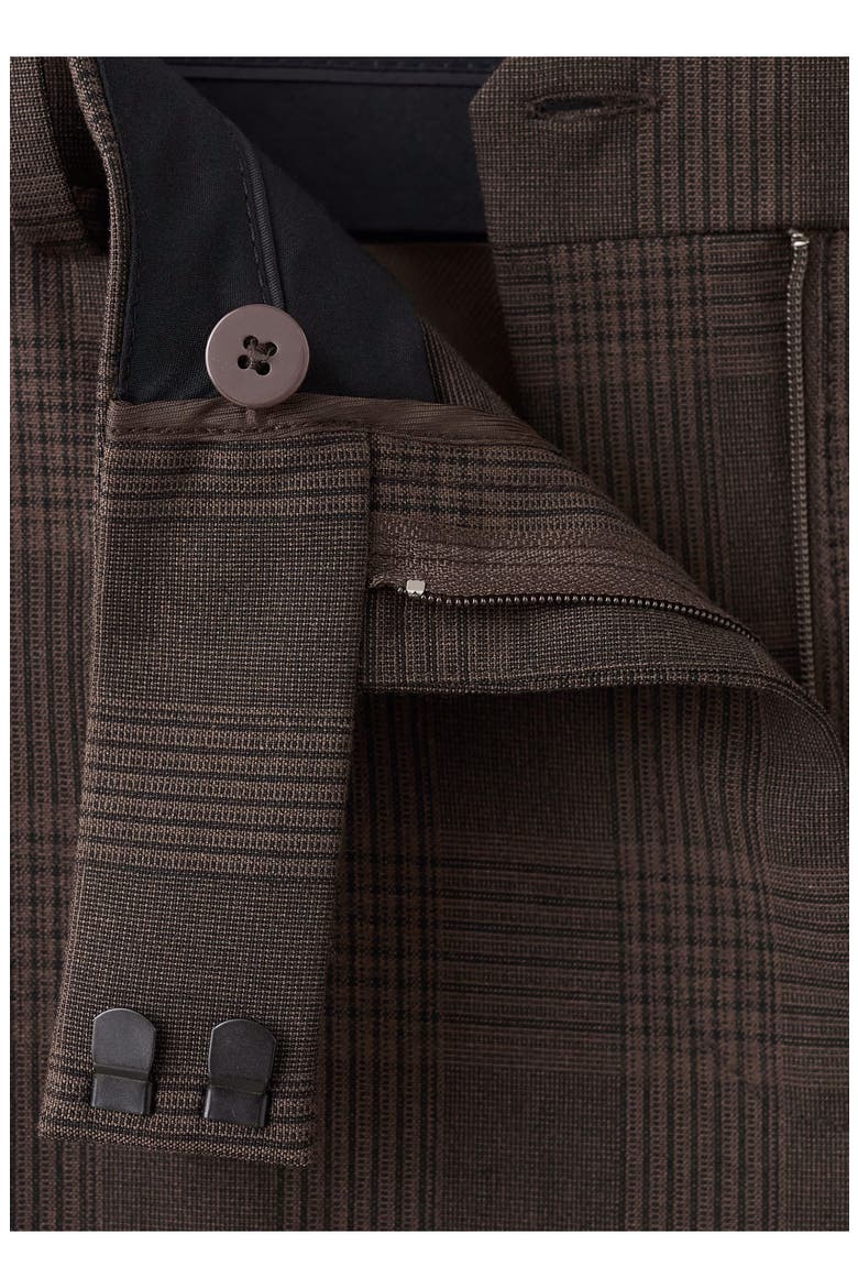 Check Print Straight Leg Suit Pants, Alternate, color, BROWN