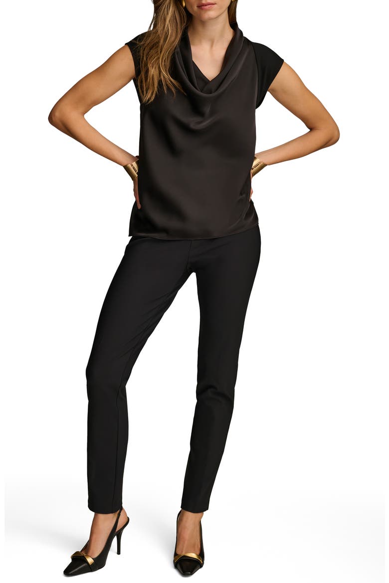 Cap Sleeve Cowl Neck Top, Alternate, color, BLACK