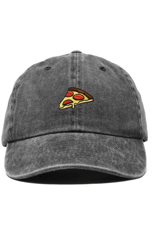 Dalix Pizza Slice Embroidered Dad Hat In Washed Black