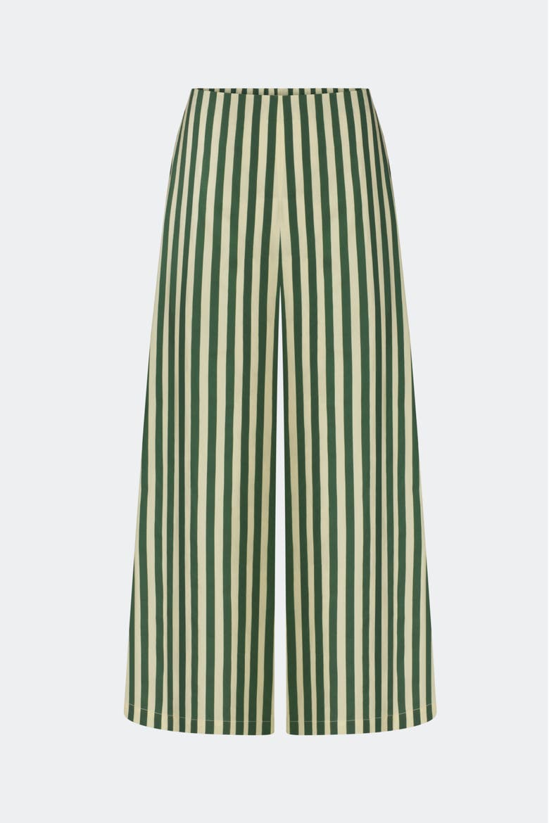 Toni Poplin Wide-Leg Cropped Pant, Alternate, color, Gummy Green/Ecru