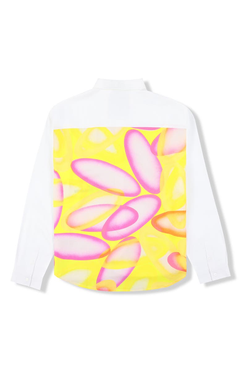 PLEASURES x Richard Bernstein Pilule Graphic Lyocell Button-Up Shirt, Alternate, color, White
