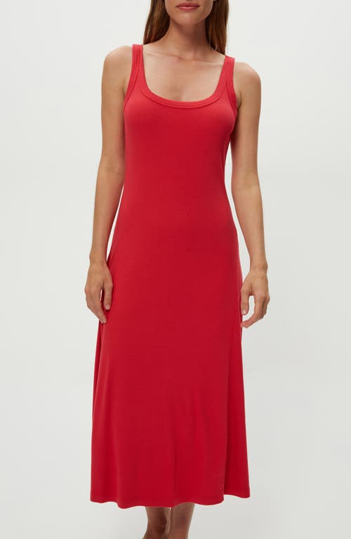 Michael Stars Celine Rib Midi Dress In Red
