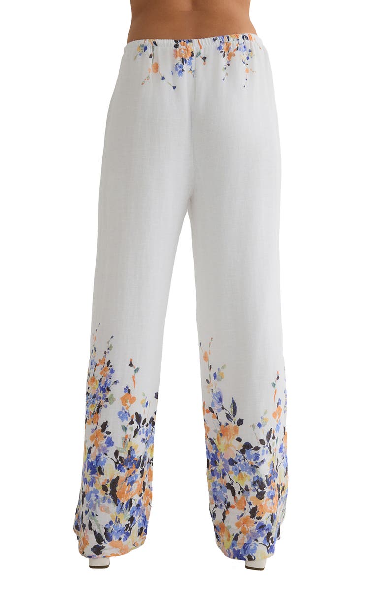 Bella Dahl Floral Border Print Drawstring Wide Leg Pants, Alternate, color,