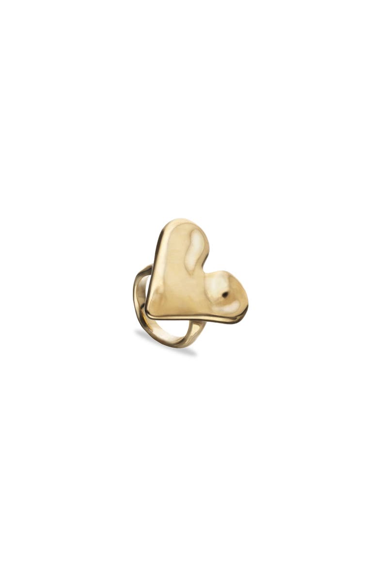 18K Gold-Plated Ring in the Shape of a Heart, Main, color, Gold