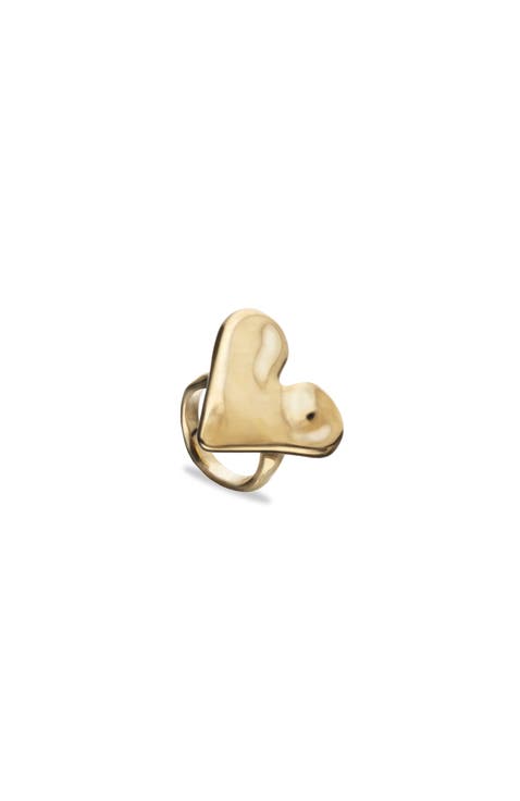 18K Gold-Plated Ring In The Shape Of A Heart