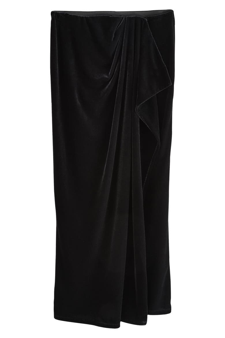 Velvet Drape Front Maxi Skirt, Alternate, color, BLACK