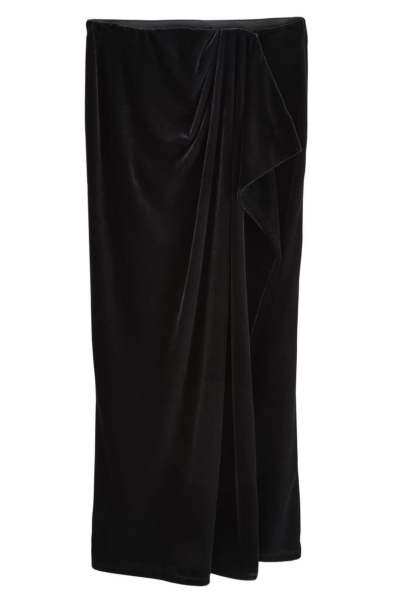 NEXT Velvet Drape Front Maxi Skirt, Alternate, color, Black
