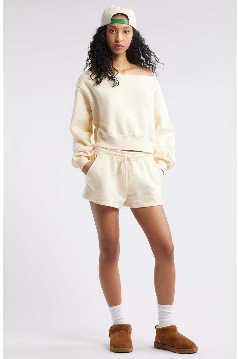 Elastic Waist Fleece Shorts, Alternate, color, IVORY GLEAM