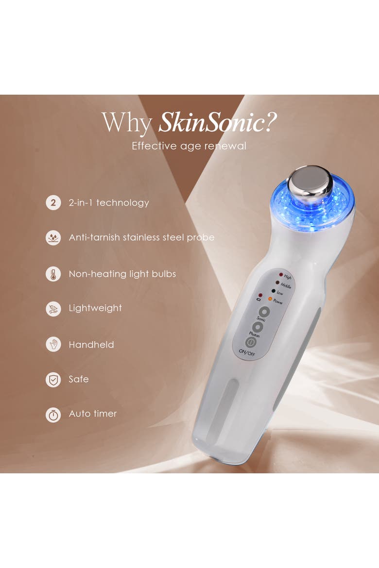 SkinSonic LED Ultrasonic Wand, Alternate, color, White