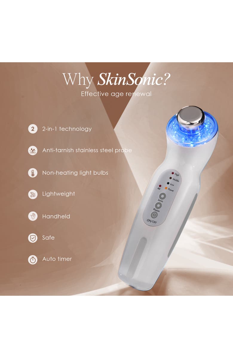 Project E Beauty SkinSonic LED Ultrasonic Wand, Alternate, color, White