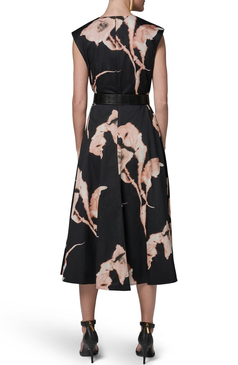 Donna Karan New York Abstract Floral Sleeveless Stretch Cotton Midi Dress, Alternate, color, 