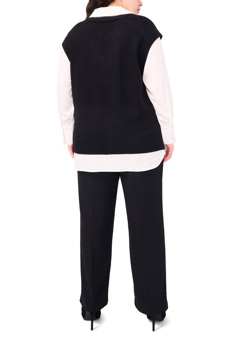 Layered Look Sweater Vest, Alternate, color, RICH BLACK