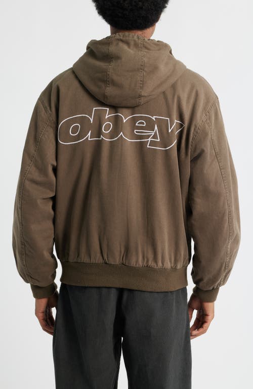 Obey Randy Hooded Cotton Jacket In Brown